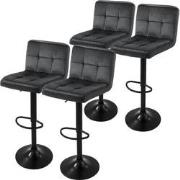 ML-Design barkruk set van 4, fluwelen bekleding, grijs, met rugleuning...