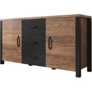 Meubella Dressoir Olivia - Zwart - Eiken - 147 cm