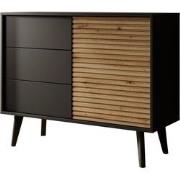 Meubella Dressoir Palladium - Eiken - Zwart - 104 cm