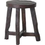 MUST Living Stool Gio Brown,45xØ35 cm, brown recycled teakwood with na...