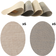 OTIX Placemats - Set van 12 - Kunststof - Ovaal - Beige - Zwart/Wit - ...