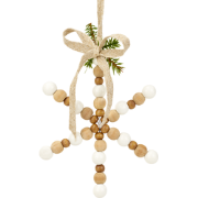 Decoratieve kerst hanglamp in bruin en beige hout D10