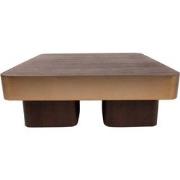 PTMD Warren Coffee Table 90x90x31 Brown Wood Gold Metal