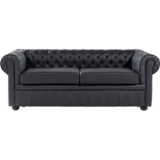 Beliani CHESTERFIELD - Driezitsbank-Zwart-Leer