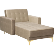 Beliani ABERDEEN - Chaise longue-Beige-Fluweel