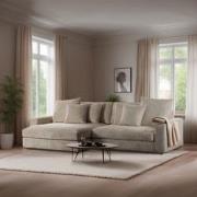 3-zits loungebank Kaia ribstof beige