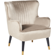 Beliani VARBERG - Fauteuil-Beige-Fluweel