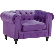 Beliani CHESTERFIELD - Fauteuil-Paars-Fluweel