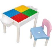 Decopatent® - Kindertafel met 1 Stoeltje - Speeltafel met bouwplaat en...