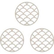 Krumble Siliconen pannenonderzetter - Rond - Beige - Set van 3