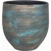 Pot madeira d17 h16 cm blauw goud keramiek