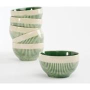 Mica Decorations Elice Schaal -  Set van 6 - Ø14 cm - Keramiek - Groen