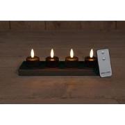 Set 4 St 3D Wick Inductive Rechargeable Black Tealight