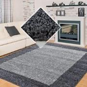 Tapijtenloods Basic Shaggy Kader vloerkleed Grijs Hoogpolig- 80x250 CM