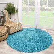 Tapijtenloods Loca Shaggy Rond Vloerkleed Turquoise Hoogpolig- 120 CM ...