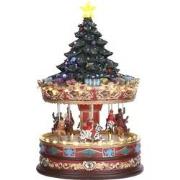 LuVille Kerstdorp Miniatuur Carrousel met Kerstboom - L22 x B22 x H35 ...