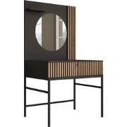 Meubella Kaptafel Marbella - Zwart - 85 cm - Met spiegel