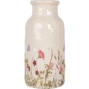 Clayre & Eef Vaas Ø 15x32 cm Beige Keramiek Bloemen