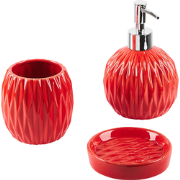 Beliani BELEM - Badkameraccessoire set-Rood-Dolomiet