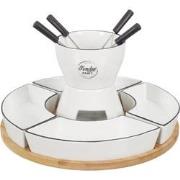 Fondue Set voor 4 Personen - Bamboe en Porselein - Inclusief Schalen e...