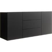 Meubella Dressoir Asilento - Mat zwart - 140 cm