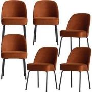 BePureHome Vogue Eetkamerstoelen - Fluweel - Roest - Set van 6