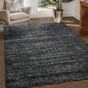 Relax Oslo - Laagpolig Effen Vloerkleed - Modern Tapijt - Zwart- 80x30...