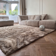 Hoogpolig vloerkleed Odelia bruin/taupe - Interieur05 - Polyester