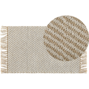 Beliani ALADAG - Laagpolig-Beige-Katoen, Jute