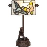 LumiLamp Bureaulamp Bankierslamp Tiffany  15x33 cm Beige Blauw Polyres...