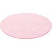 Tapijtenloods Basic Rond Shaggy vloerkleed Roze Hoogpolig- 160 CM ROND