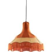 Light&living Hanglamp Ø50x44,5 cm MIZIA velvet oranje+webbing naturel