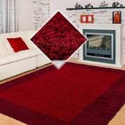 Tapijtenloods Basic Shaggy Kader vloerkleed Rood Hoogpolig- 60x110 CM