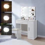 ML-Design kaptafel met LED verlichting, wit, 90x38x137 cm, gemaakt van...