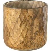 J-line - Windlicht Ruit Glas Goud - 14x14x14cm