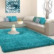 Tapijtenloods Basic Shaggy vloerkleed Turquoise Hoogpolig- 240x340 CM