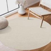 Tapijtenloods Uni Rond Effen Laagpolig Vloerkleed Modern Creme- 120 CM...