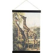 Clayre & Eef Wandkleed  40x2x60 cm Bruin Zwart Linnen Rechthoek Giraff...