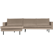 BePureHome Rodeo Chaise Longue - Velvet - Khaki - 85x300x86/155