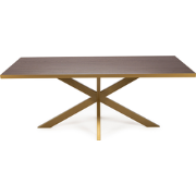 Stalux Eettafel 'Gijs' 200 x 100cm, kleur goud / bruin hout