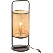 J-line - Tafellamp Elton Metaal/ratan Zwart/naturel Small - 23x23x61cm