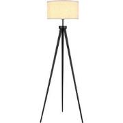 MAX Vloerlamp zwart, 1xE27 excl, incl kap beige