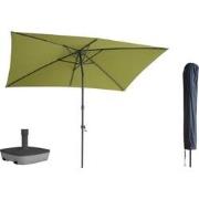 Kopu® Sevilla Parasol Rechthoek 200x300 cm met Hoes en voet - Olijfgro...