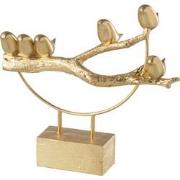 J-line - Vogel Op Tak Sokkel Resine/metaal Goud - 35.5x11x33cm