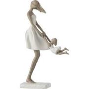 J-Line - Moeder Spelend Met Dochter Poly Wit/taupe - 18x8x31.5cm