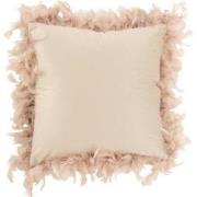 J-Line - Kussen Pluimen Polyester Poederroze - 45x45x13cm