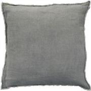 J-Line - Kussen Stonewashed Linnen  Blauwgrijs - 45x45x2cm