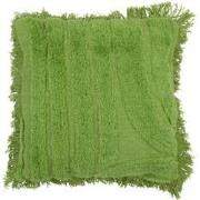 J-Line - Kussen Getufd Curves/franjes Wol Groen - 45x45x12cm
