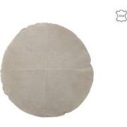 J-Line - Kussen Rond Leder Grijs - 45x45x8cm