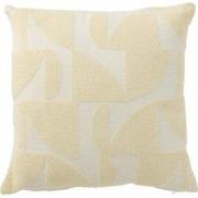 J-Line - Kussen Geo Textiel Wit/lichtgeel - 43x43x10cm
